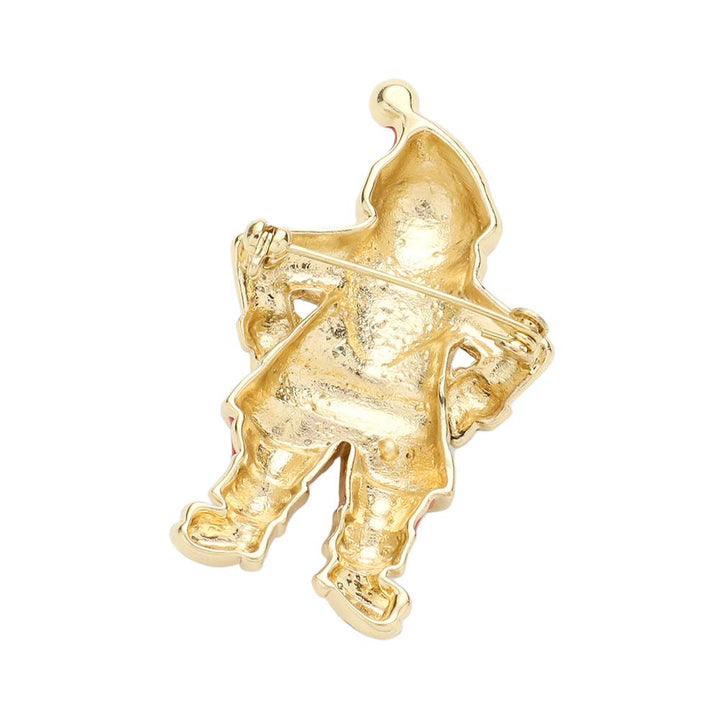 Gold Crystal Enamel Santa Claus Pin Brooch, This Christmas-themed Crystal Enamel Brooch adds a gorgeous glow to your Christmas outfit in perfect style. Beautifully crafted designed jewelry that fits your lifestyle with seasonal perfection. These Santa Claus Brooches are just the thing that you need to complete your costume and make you more comfortable & confident!