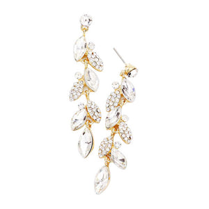 Gold Crystal Marquise Cluster Drop Evening Earrings. Look like the ultimate fashionista with these Earrings! Add something special to your outfit this Valentine! special It will be your new favorite accessory. Perfect Birthday Gift, Anniversary Gift, Mother's Day Gift, Graduation Gift, Valentine's Day Gift.