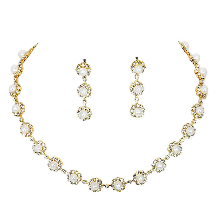 Gold Crystal Rhinestone Pearl Flower Collar Necklace, is a unique and gorgeous jewelry set that enriches your beauty and represents your perfect class on special occasions. It will give you an enhanced attraction that will bring smiles to faces with joy. Make your moments beautiful and memorable with this pearl flower necklace. 