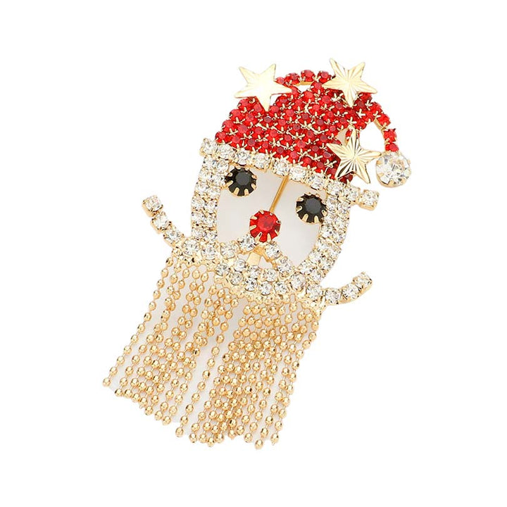Gold Crystal Santa Claus Fringe Beard Pin Brooch, drag the best attention to you at the Christmas party & make you stand out with this beautiful Santa Clause Beard Pin Brooch. This Christmas-themed Brooch is perfect to show off your trendy choice. It fits your lifestyle with seasonal perfection & makes you more confident.