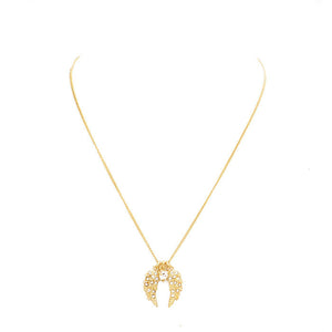 Gold Crystal Wing Heart Bead Pendant Necklace, put on a pop of color to complete your ensemble. Perfect for adding just the right amount of shimmer & shine and a touch of class to special events. Perfect Birthday Gift, Anniversary Gift, Mother's Day Gift, Graduation Gift.