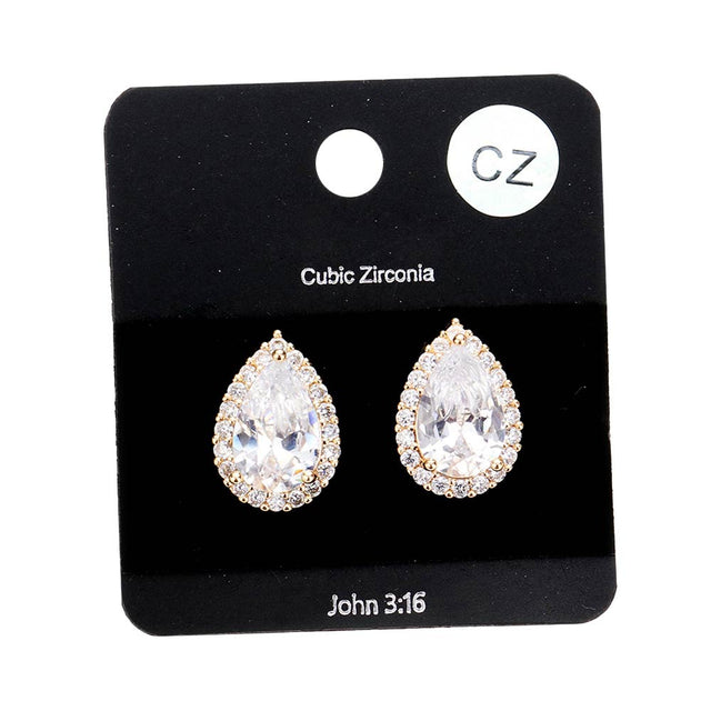Gold Cubic Zirconia Teardrop Crystal Rhinestone Stud Earrings, are cute and beautifully crafted earrings that dangle on your earlobes with a perfect glow to make you stand out and show your unique and beautiful look everywhere on special occasions. Put on a pop of color to complete your special day ensemble in an attractive way.