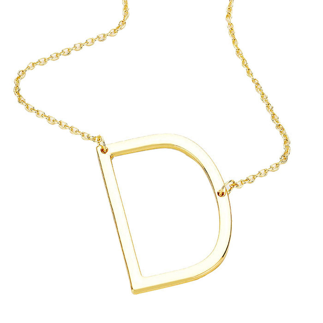Gold D Monogram Metal Pendant Necklace. Beautifully crafted design adds a gorgeous glow to any outfit. Jewelry that fits your lifestyle! Perfect Birthday Gift, Anniversary Gift, Mother's Day Gift, Anniversary Gift, Graduation Gift, Prom Jewelry, Just Because Gift, Thank you Gift.