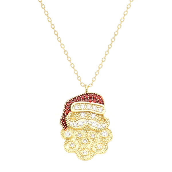 Gold Dipped CZ Santa Claus Pendant Necklace. Beautifully crafted design adds a gorgeous glow to any outfit. Jewelry that fits your lifestyle! Perfect Birthday Gift, Anniversary Gift, Mother's Day Gift, Anniversary Gift, Graduation Gift, Prom Jewelry, Just Because Gift, Thank you Gift.