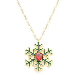 Gold Gold White Dipped CZ Snowflake Pendant Necklace, Get ready with these Pendant Necklace, put on a pop of color to complete your ensemble. Perfect for adding just the right amount of shimmer & shine and a touch of class to special events. Perfect Birthday Gift, Anniversary Gift, Mother's Day Gift, Graduation Gift.