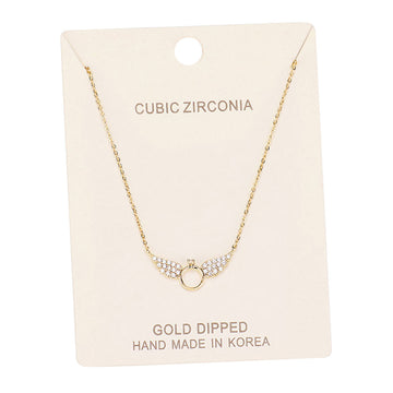  Gold Dipped Cubic Zirconia Wings Pendant Necklace, these gold dipped necklace can light up any outfit, and make you feel absolutely flawless. Fabulous fashion and sleek style adds a pop of pretty color to your attire. Make your close one feel special by giving this  pendant necklace as a gift and expressing your love for your loved one on special Day.