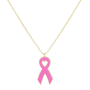 Gold Dipped Enamel Pink Ribbon Pendant Necklace. Beautifully crafted design adds a gorgeous glow to any outfit. Jewelry that fits your lifestyle! Perfect Birthday Gift, Anniversary Gift, Mother's Day Gift, Anniversary Gift, Graduation Gift, Prom Jewelry, Just Because Gift, Thank you Gift.