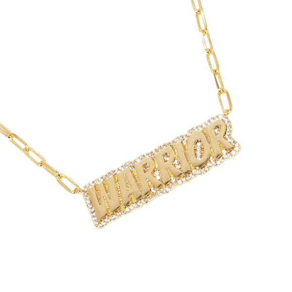 Gold Dipped Warrior Message Pendant Necklace, Stylish and fashionable, this dainty simple lovely "Warrior" pendant necklace is the ultimate way to elevate your style while adding a touch of sophistication to your look. Inspiring jewelry works with every look. It is a subtle way to inspire others and keep your chic style. Perfect Birthday Gift, Anniversary Gift, Mother's Day Gift, Anniversary Gift, Graduation Gift, Prom Jewelry, Thank you Gift.