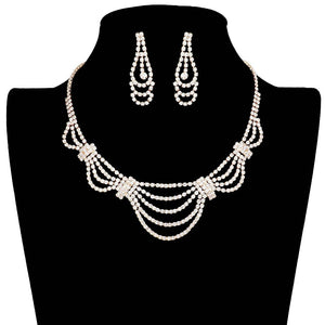 Gold Draped Rhinestone Necklace, is a stunning jewelry set that will sparkle all night long making you shine like a diamond on special occasions. Wear together or separate according to your event with different outfits to add perfect luxe and class with incomparable beauty. Simple sophistication makes a stand-out addition to your collection designed to accent the neckline and add a gorgeous stylish glow to any special outfit
