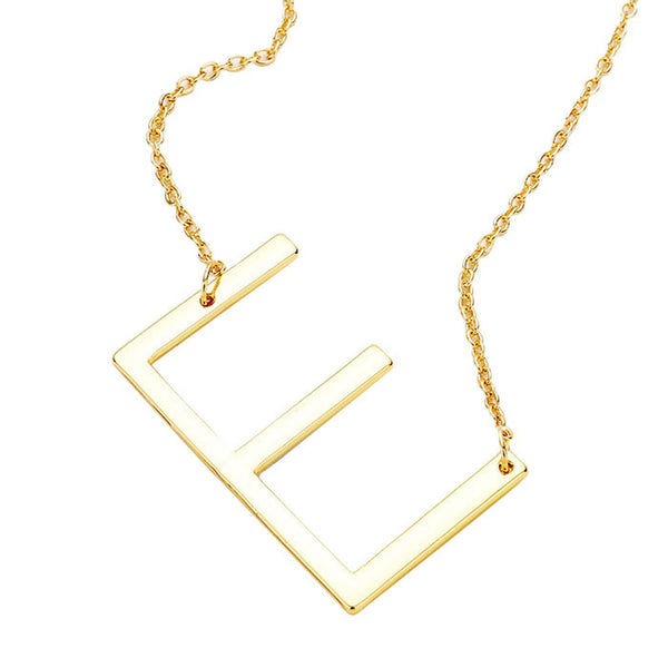 Gold E Monogram Metal Pendant Necklace. Beautifully crafted design adds a gorgeous glow to any outfit. Jewelry that fits your lifestyle! Perfect Birthday Gift, Anniversary Gift, Mother's Day Gift, Anniversary Gift, Graduation Gift, Prom Jewelry, Just Because Gift, Thank you Gift.