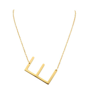 Gold E Monogram Metal Pendant Necklace. Beautifully crafted design adds a gorgeous glow to any outfit. Jewelry that fits your lifestyle! Perfect Birthday Gift, Anniversary Gift, Mother's Day Gift, Anniversary Gift, Graduation Gift, Prom Jewelry, Just Because Gift, Thank you Gift.