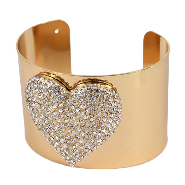 Crystal Heart Bracelet Embellished Rhinestone Heart Wide Cuff Bracelet Crystal Heart Cuff Bracelet, this Bling Bracelet will put the spotlight on you. Adds a stylish glow to any ensemble. Plenty of crystals for extra SHINE! Perfect Birthday Gift, Valentine's day Gift, Mother's Day Gift, Valentine's Gift, Love you Gift, Crystal Heart Cuff