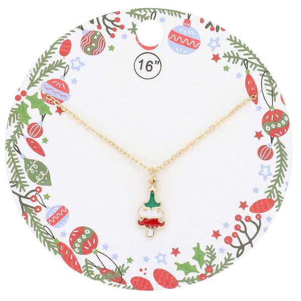 Gold Enamel Christmas Tree Pendant Necklace, get ready with these Christmas-themed Pendant Necklace to receive the best compliments this Christmas. Love token of your appreciation, these sock pendant necklaces match your Christmas outfit in perfect style. Feel the warmth of Christmas and embrace the spirit with these beautiful pendant necklaces. These stylish necklaces are perfect seasonal for Christmas, December birthdays, Thank you, special occasions, or as a gift to mothers. Merry Christmas!