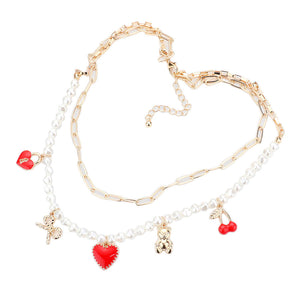 Gold Double Layer Love Lock Necklace