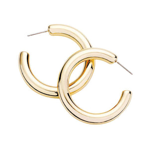 Gold Fashionable Bold Metal Half Hoop Earrings. Textured Stylish Half Hoop Earrings, adds a sophisticated glow & eye-catching style to any outfit, coordinate these exquisite half hoop earrings with any ensemble from business casual to wear, ideal for parties, events, holidays. Perfect Birthday Gift, Anniversary Gift, Mother's Day Gift, Anniversary Gift, Graduation Gift, Prom Jewelry, Just Because Gift, Thank you Gift.