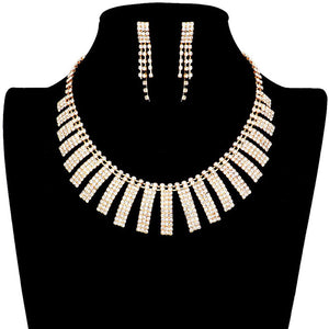 Gold Fashionable Rhinestone Pave Collar Necklace. These gorgeous rhinestone pieces will show your class in any special occasion. The elegance of these necklace goes unmatched, great for wearing at a party! stunning jewelry set will sparkle all night long making you shine like a diamond. Perfect jewelry to enhance your look. Awesome gift for birthday, Anniversary, Valentine’s Day or any special occasion.