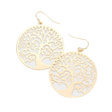 Gold Filigree Metal Tree of Life Dangle Earrings. Tree Dangle earrings fun handcrafted jewelry that fits your lifestyle, adding a pop of pretty color. Enhance your attire with these vibrant artisanal earrings to show off your fun trendsetting style. Lightweight and comfortable for wearing all day long. Goes with any of your casual outfits and Adds something extra special. Great gift idea for your Loving One.