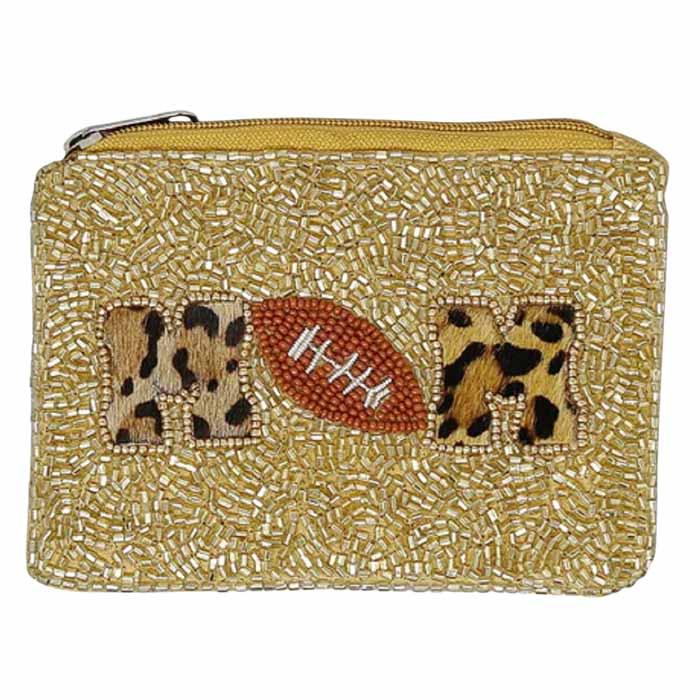 White Football Mom Seed Beaded Coin Purse, is a beautiful accessory that is going to be your absolute favorite new purchase! It features a beautiful seed-beaded design, a Mom message with an upper zipper closure & attractive design.