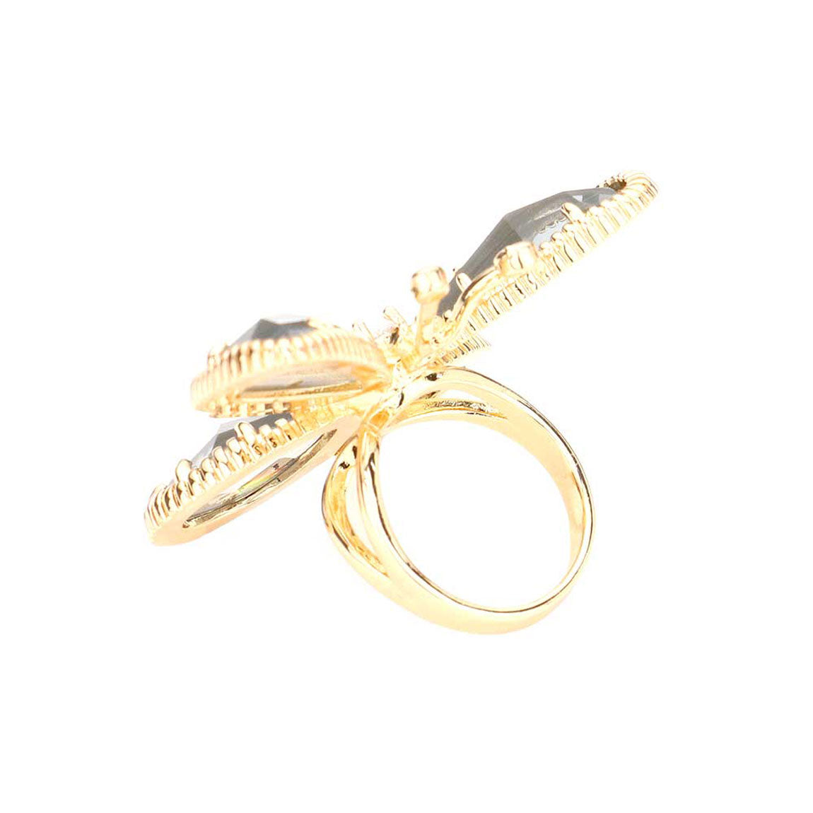 Gold Glass Stone Accented CZ Pave Butterfly Ring. These will remind you that you can achieve what you set out to do. Butterfly represents transformation and new beginnings. If you are drawn to positivity this delicate ring is the best match for you.  Beautifully crafted design adds a gorgeous glow to any outfit. Jewelry that fits your lifestyle! Perfect Birthday Gift, Anniversary Gift, Mother's Day Gift, Graduation Gift, Prom Jewelry, Just Because Gift, Thank you Gift, Valentine's Day Gift.