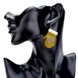 Gold Glittered Resin Glove Dangle Earrings, put on a pop of color to complete your ensemble. Perfect for adding just the right amount of shimmer & shine and a touch of class to special events. Perfect Birthday Gift, Anniversary Gift, Mother's Day Gift, Graduation Gift.