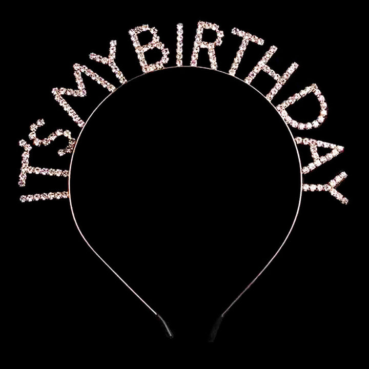 Gold It Is My Birthday Rhinestone Headband, This marvelous Rhinestone birthday message-themed Headband is attractive & lightweight, therefore easy to put on and off. Push back your hair with this beautiful Rhinestone headband to make yourself stand out on any special occasion. Spice up any plain or special outfit! Be ready to receive the best compliments. Be the ultimate trendsetter wearing this chic headband with all your stylish outfits!