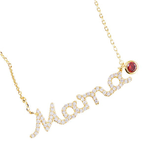 Gold January Birthstone MAMA Message Pendant Necklace, Elegant jewelry brightens up your brilliant life. No matter when, a mother is always there to accompany you and protect you. Make your mother feel special by giving this MAMA pendant necklace as a gift and expressing your love for your mother on Mother's Day, Birthday gift, Anniversary Gift, Thank you gift, Just Because Gift, Thank you gift.