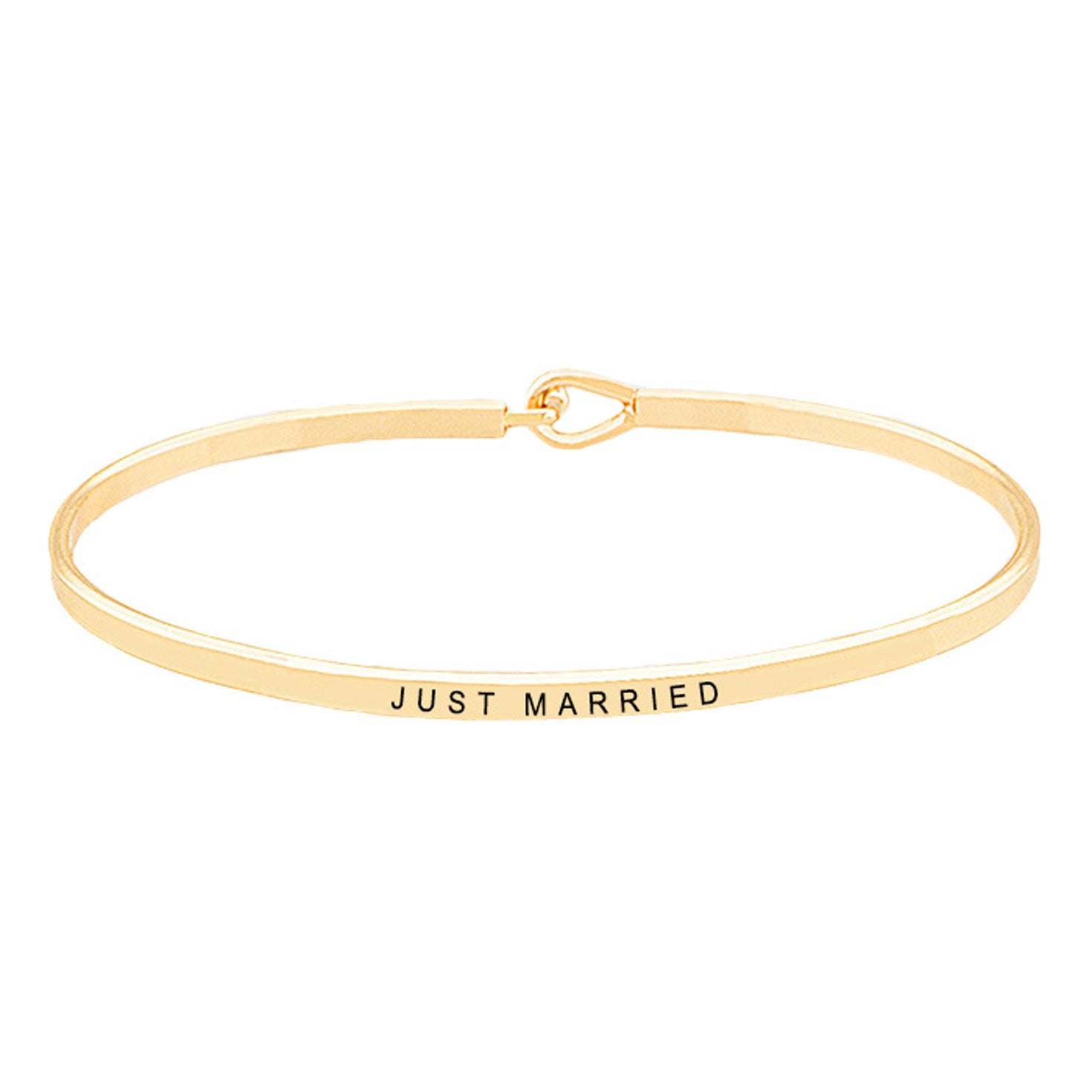 Gold Just Married Thin Metal Hook Bracelet. Look like the ultimate fashionista with these Bracelet! Add something special to your outfit this season! special It will be your new favorite accessory. Perfect Birthday Gift, Anniversary Gift, Mother's Day Gift, Graduation Gift, Valentine's Day Gift.