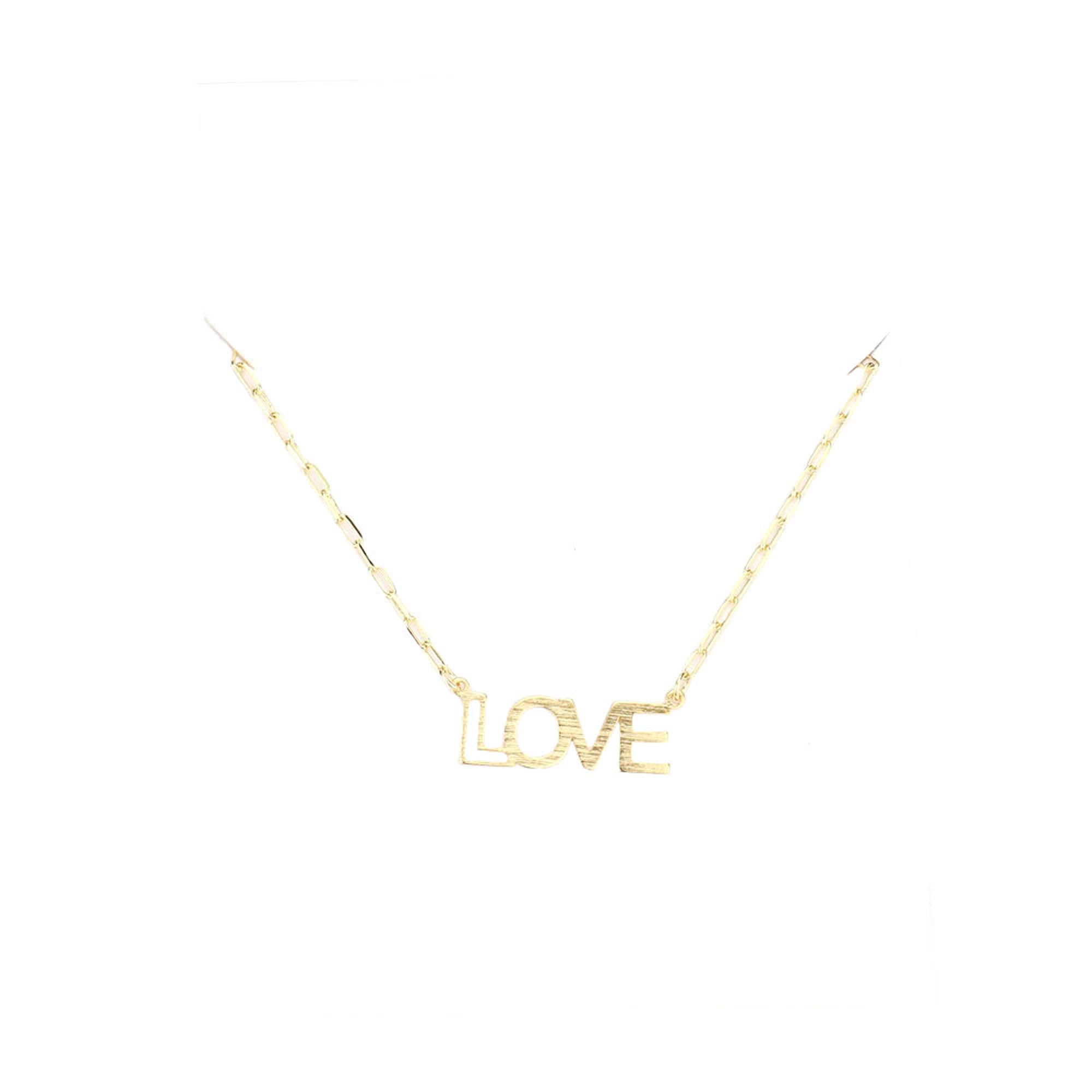 Gold LOVE Brass Metal Message Pendant Necklace, Get ready with these Message Pendant Necklace, put on a pop of color to complete your ensemble. Perfect for adding just the right amount of shimmer & shine and a touch of class to special events. Perfect Birthday Gift, Anniversary Gift, Mother's Day Gift, Graduation Gift.