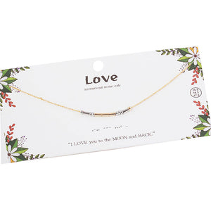 Gold Love Morse Code Pendant Necklace, Get ready with these Morse Code Pendant Necklace, put on a pop of color to complete your ensemble. Perfect for adding just the right amount of shimmer & shine and a touch of class to special events. Perfect Birthday Gift, Valentine's Gift, Anniversary Gift, Mother's Day Gift, Graduation Gift.