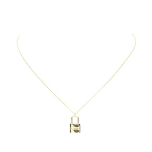 Gold Love White Gold Dipped Metal Lock Pendant Necklace, Get ready with these Pendant Necklace, put on a pop of color to complete your ensemble. Perfect for adding just the right amount of shimmer & shine and a touch of class to special events. Perfect Birthday Gift, Valentine's Gift, Anniversary Gift, Mother's Day Gift.