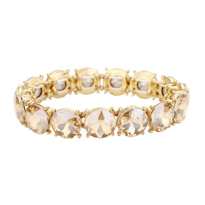Gold Light Col Topaz Crystal Round Stretch Evening Bracelet, Beautifully crafted design adds a gorgeous glow to any outfit. Jewelry that fits your lifestyle! Perfect Birthday Gift, Anniversary Gift, Mother's Day Gift, Anniversary Gift, Graduation Gift, Prom Jewelry, Just Because Gift, Thank you Gift.