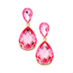 Light Rose Gold Crystal Double Teardrop Evening Earrings; get into the groove with our gorgeous handcrafted earrings, add a pop of color to your ensemble, just the right amount of shimmer & shine, touch of class, beauty and style to any special events. Perfect Birthday Gift, Anniversary Gift, Mother's Day Gift, Graduation Gift.