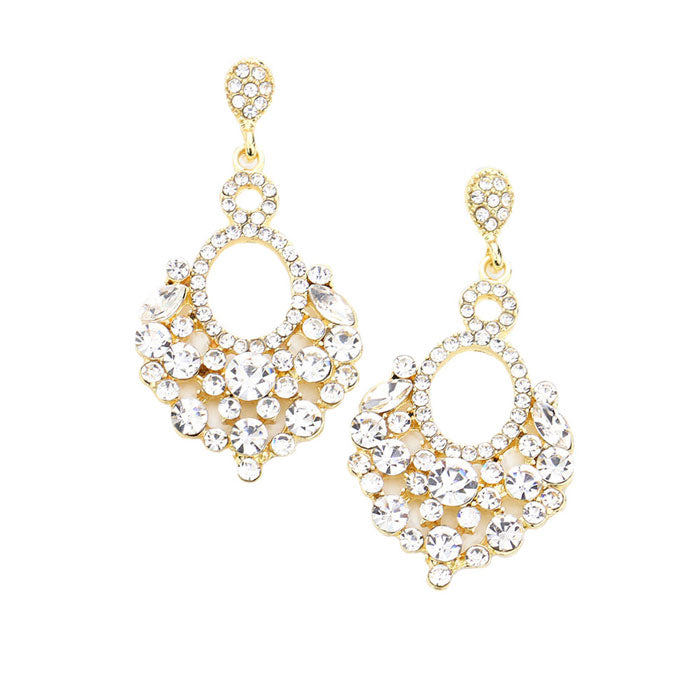 Gold Marquise Crystal Chandelier Statement Evening Earrings, put on a pop of color to complete your ensemble. Perfect for adding just the right amount of shimmer & shine and a touch of class to special events. Perfect Birthday Gift, Anniversary Gift, Mother's Day Gift, Graduation Gift.