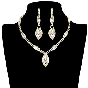 Gold Trendy Marquise Stone Accented Rhinestone Necklace, get ready with this rhinestone necklace to receive the best compliments on any special occasion. Put on a pop of color to complete your ensemble and make you stand out on special occasions. Awesome gift for anniversaries, Valentine’s Day, or any special occasion.