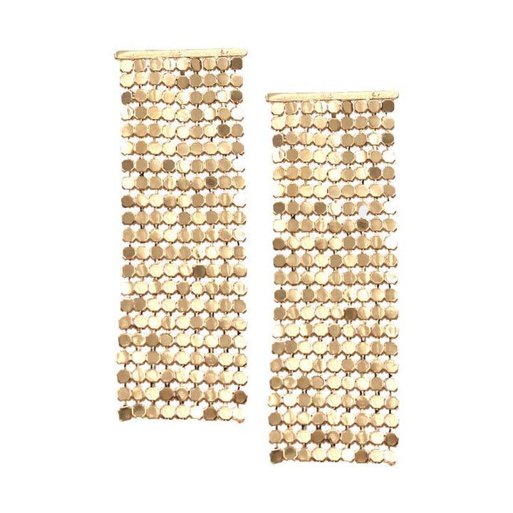 Gold Mesh Metal Rectangle Dangle Earrings, complete the appearance of elegance and royalty to drag the attention of the crowd on special occasions. The beautifully crafted Metal Dangle Earrings add a gorgeous glow to any outfit to make you stand out and more confident. They put on a pop of color to complete your ensemble for special occasions. Perfect jewelry gift to expand a woman's fashion wardrobe with a modern, on-trend style.