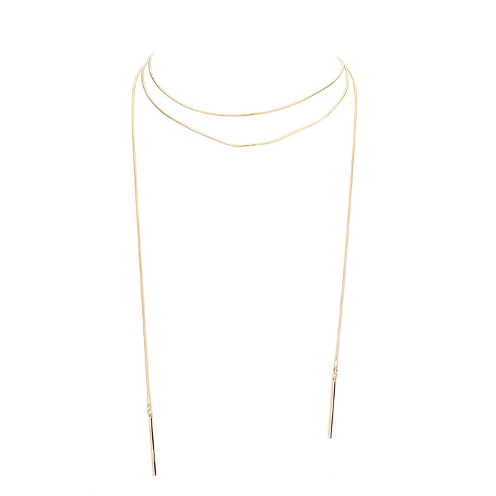 Gold Metal Bar Dangle Tip Layered Necklace, is an eye-catching design and beautiful accessory for occasion.  These modern & cool-designed necklace feature everything from casual to sophisticated looks. Jewelry that fits your lifestyle and makes you stand out! It will be your new favorite accessory to amp up your confidence and complete your outfits. Perfect gift for Christmas, Birthday, Anniversary, Mother's Day, Just Because, Thank you, etc. Enjoy the time with beauty!