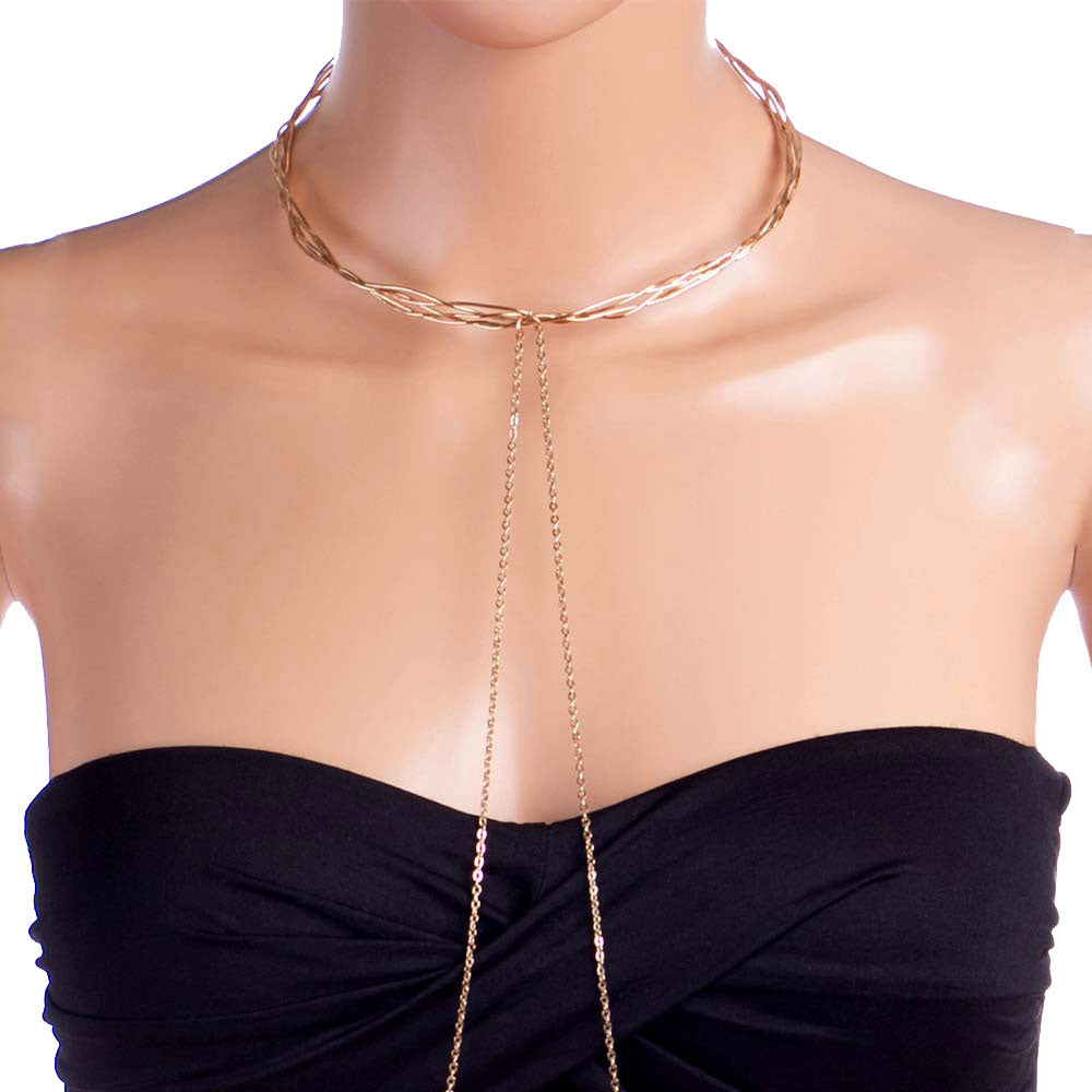 Gold Metal Chocker Cross Metal Body Chain, Body chain can highlight your perfect body, make you more confident and charming in the crowd. These highly durable choker necklace vintage are in trend and will always be in fashion. unique and sexy, shinny chain for your charming look. It matches every color of your outfit. It also can be worn for any occasion - formal as well as with jeans. Novelty body chain could be a wonderful gift for birthday, Anniversary, Valentine’s Day or any special occasion.