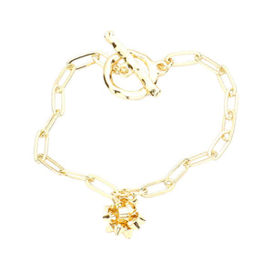 Gold Metal Christmas Bow Charm Toggle Bracelet, Get ready with these bright Bracelet, put on a pop of color to complete your ensemble. Perfect for adding just the right amount of shimmer & shine and a touch of class to special events. Perfect Birthday Gift, Anniversary Gift, Mother's Day Gift, Graduation Gift.