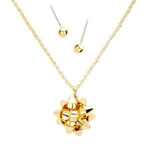 Gold Metal Christmas Gift Bow Pendant Necklace. Beautifully crafted design adds a gorgeous glow to any outfit. Jewelry that fits your lifestyle! Perfect Birthday Gift, Anniversary Gift, Mother's Day Gift, Anniversary Gift, Graduation Gift, Prom Jewelry, Just Because Gift, Thank you Gift.