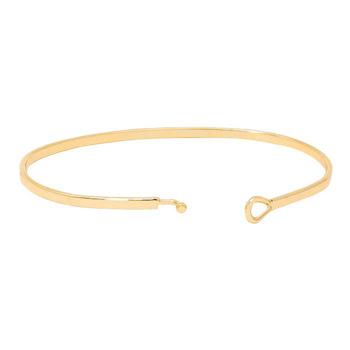 Gold Mother's Blessing Brass Thin Metal Hook Bracelet, These metal circle hook bracelets are easy to put on, take off and so comfortable for daily wear. Pair with a tee and jeans to dress up your laid-back look, or add to a shift dress and pumps to enhance your work-ready ensemble. Makes a great gift for any occasion.