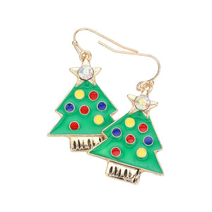 Gold Multi Christmas Tree With Star Dangle Earrings, Celebrate the holidays properly sporting the Christmas Tree Dangle Earrings. They will dangle on your earlobes & bring a smile to those who look at you. Christmas Tree With Star Dangle Super Cute and Fashionable, lightweight and great for all-day wear! Gifts idea for Christmas, Thanksgiving, New Year, Anniversary Gift, Mother's Day Gift, Graduation Gift, Gift, Birthday and other special occasions.