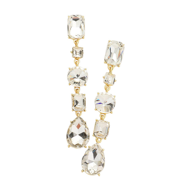 Gold Multi Stone Link Dangle Evening Earrings, the beautifully crafted design adds a glow to any outfit which easily makes your events more enjoyable. These dangle evening earrings make you extra special on occasion. These multi-stone dangle earrings enhance your beauty and make you more attractive. These stone link dangle earrings make your source more interesting and colorful. 