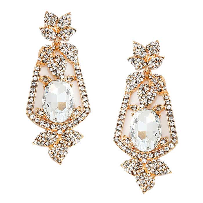 Gold Oval Crystal Rhinestone Leaf Evening Earrings. Look like the ultimate fashionista with these Earrings! Add something special to your outfit this Valentine! special It will be your new favorite accessory. Perfect Birthday Gift, Anniversary Gift, Mother's Day Gift, Graduation Gift, Valentine's Day Gift.