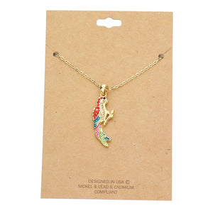 Gold Rhinestone Embellished Parrot Pendant Charm Rhinestone Necklace, ultra-chic Parrot pendant chain, the perfect balance of simplicity & edginess. Parrot pendant necklaces are fun, whimsical, perfectly lightweight for all-day wear, coordinate with any ensemble from business casual to everyday wear, Perfect Birthday Gift 