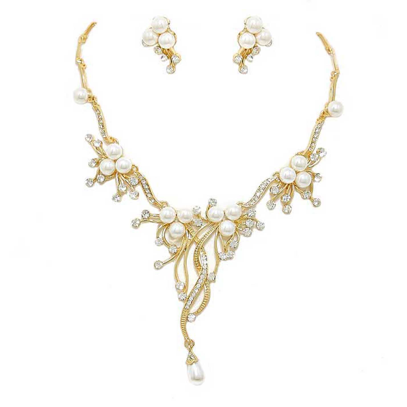 Silver Pearl Accented Floral Rhinestone Necklace. Get ready with these pearl necklace, put on a pop of shine to complete your ensemble. Perfect for adding just the right amount of shimmer and a touch of class to special events. These classy necklaces are perfect for Party, Wedding and Evening. Awesome gift for birthday, Anniversary, Valentine’s Day or any special occasion.