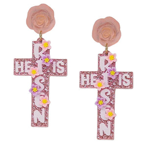 Gold Pink Easter Cross Acrylic Drop Earrings, embrace the easter spirit with these easter cross acrylic drop earrings. These Easter cross drop earrings are stunning! These acrylic drop earrings will match any Easter party outfit and easily create a unique and eye-catching Easter look. Delicate designs will never go out of style, unique on special days. Surprise your loved ones on this Easter Sunday occasion. This a great gift idea for your wife, mom, or your loving one.