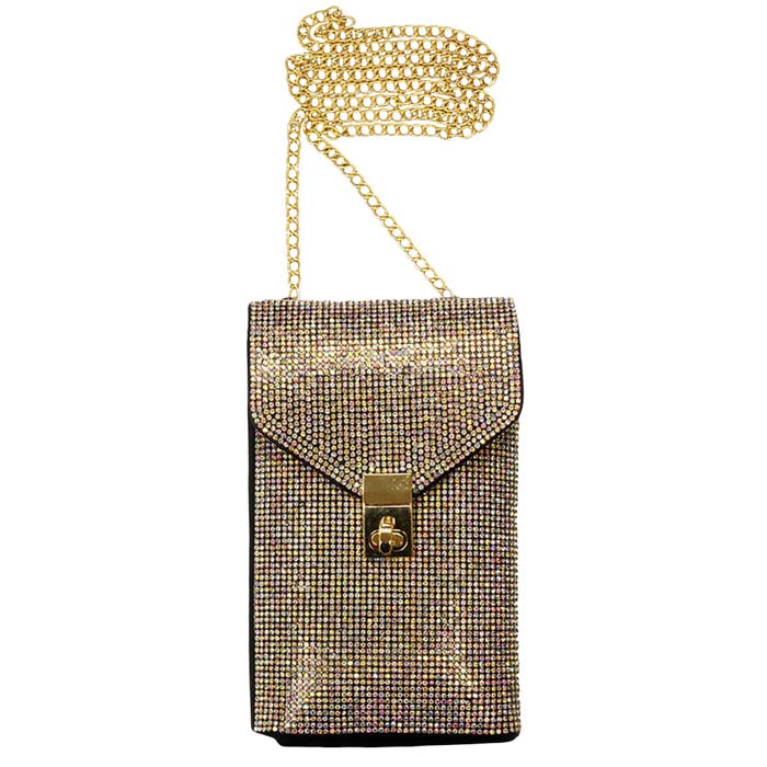 Gold Crossbody Bag, Sparkling stones adorn sides of this lustrous style, adds a romantic & glamorous touch Great wedding, prom, sweet 16, Quinceañera, hands-free dance the night away. Phone Bag to keep your phone at hand. Perfect Birthday Gift, Valentine's Day Gift, Anniversary Gift, Mother's Day Gift, Thank you Gift