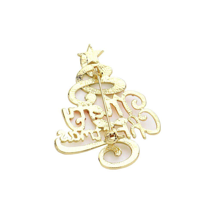 Gold Rhinestone Embellished Enamel Christmas Tree Pin Brooch, This Christmas tree-shaped brooch pin, is eye-catching and elegant. It brings an elegant and graceful look to any special occasion. Carry the spirit of Christmas from head to toe. These beautiful Merry Christmas message theme pin brooch can match your clothes on this Christmas occasion, making you more elegant and beautiful to enjoy your important festival.