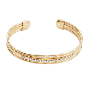 Gold Rhinestone Embellished Metal Cuff Bracelet, Get ready with these bright Bracelet, put on a pop of color to complete your ensemble. Perfect for adding just the right amount of shimmer & shine and a touch of class to special events. Perfect Birthday Gift, Anniversary Gift, Mother's Day Gift, Graduation Gift.