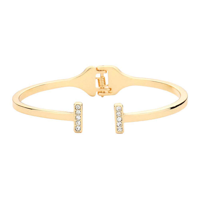 Gold Rhinestone Embellished Metal Rectangle Cuff Bracelet, put on a pop of color to complete your ensemble. Perfect for adding just the right amount of shimmer & shine and a touch of class to special events. Perfect Birthday Gift, Anniversary Gift, Mother's Day Gift, Graduation Gift, Valentine’s Gift.